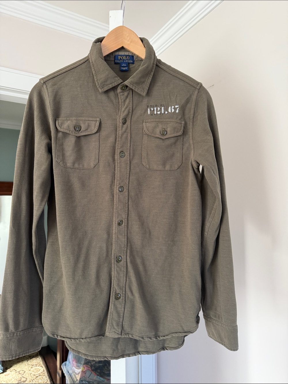 Polo by Ralph Lauren Olive Utility Button-Down Shirt Jacket boys size 14/16